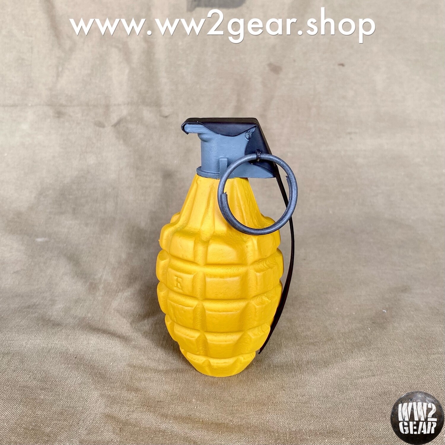 US WW2 MKII Pineapple Frag Grenade Early War Yellow (Resin Reproduction)