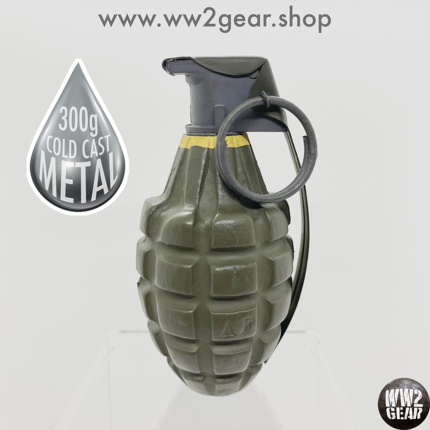 US WW2 MKII Pineapple Frag Grenade - OD Green (Cold Cast Metal Reproduction)
