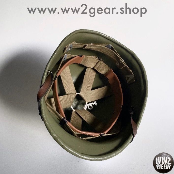 WW2 US Hawley Fibre Liner with HBT Webbing &amp; Headband (Reproduction)