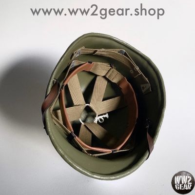 WW2 US Hawley Fibre Liner with HBT Webbing &amp; Headband (Reproduction)