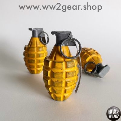 US WW2 Yellow MKII Frag Grenade (3D Printed &amp; Metal Reproduction)