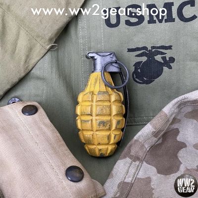 US WW2 MKII Pineapple Frag Grenade - Yellow (Cold Cast Metal Reproduction)