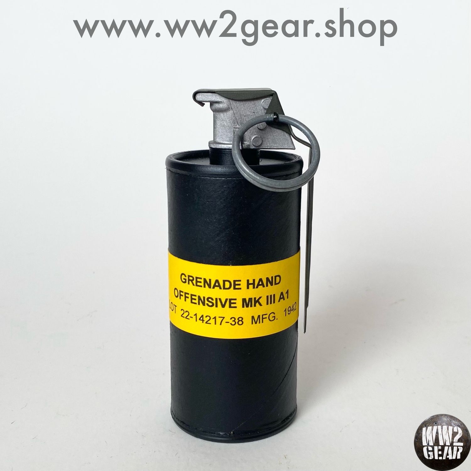 US WW2 MKIII-A1 Offensive Grenade Reproduction with Cardboard Body, Metal Spoon &amp; Ring