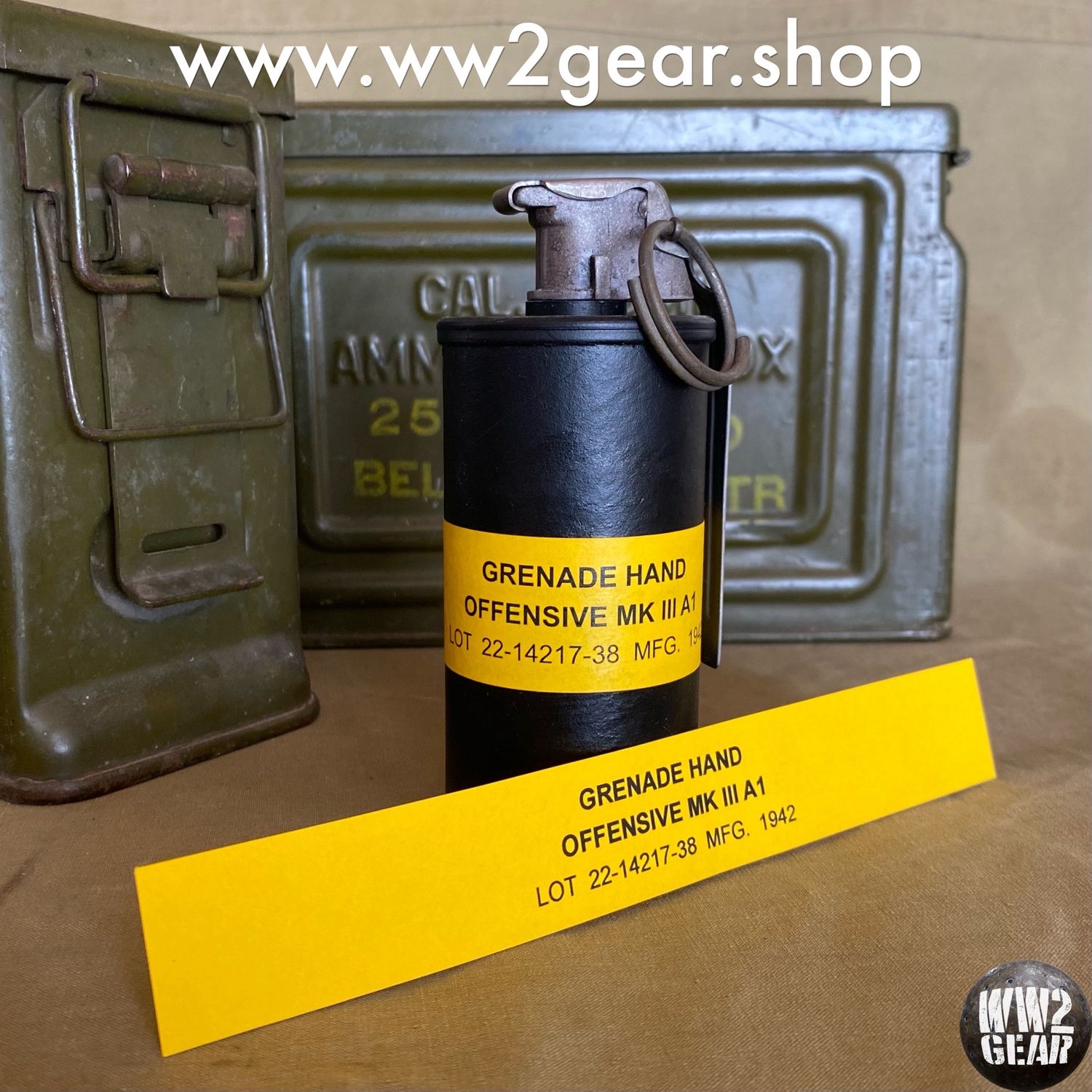 Yellow Label for US WW2 MKIII-A1 Offensive Grenade (Paper Reproduction)