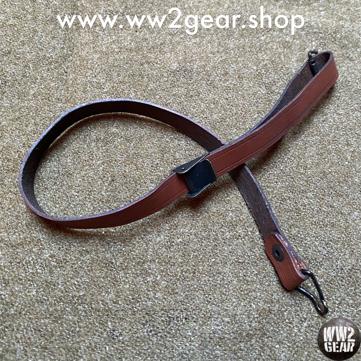 US WW2 Liner Leather Chinstrap (Black Hardware - Aged Aspect)