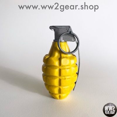 US WW2 Yellow MKII Frag Grenade Reproduction with Metal Spoon &amp; Ring