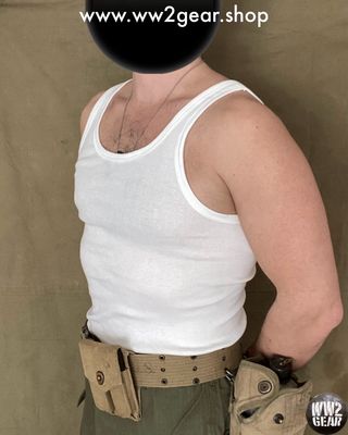 US WW2 Sleeveless Undershirt Tank Top - White - Size 46 (Reproduction)