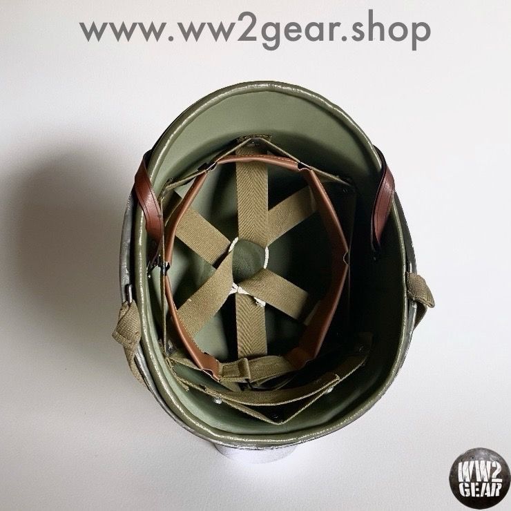 WW2 US Hawley Fibre Liner Reproduction with HBT Webbing &amp; Headband
