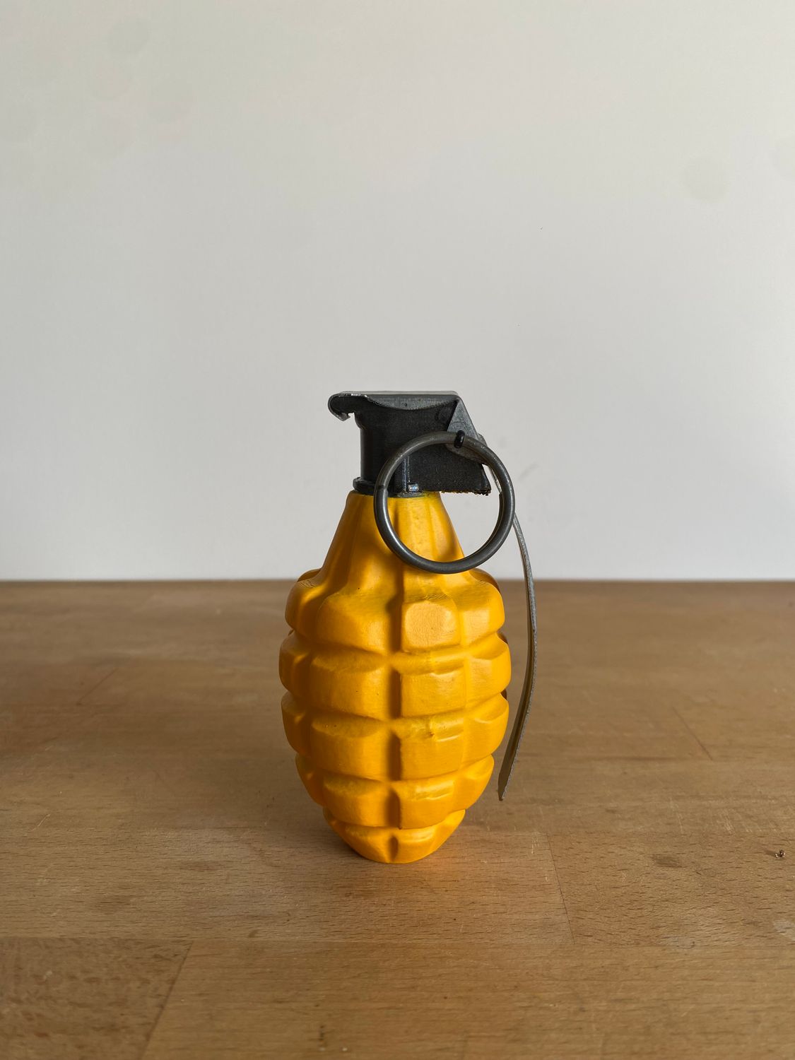 US WW2 Yellow MKII Frag Grenade Reproduction With Metal Spoon &amp; Ring