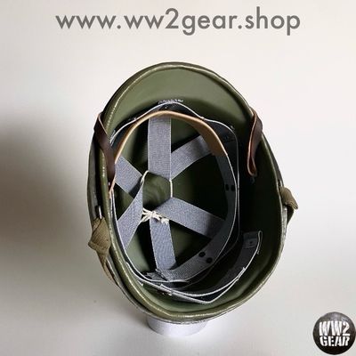 WW2 US Hawley Fibre Liner Reproduction with Rayon Webbing &amp; Headband - Size 7 3/8 (59cm)