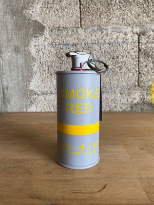 US WW2 M18 Red Smoke Grenade Reproduction With Metal Spoon &amp; Ring