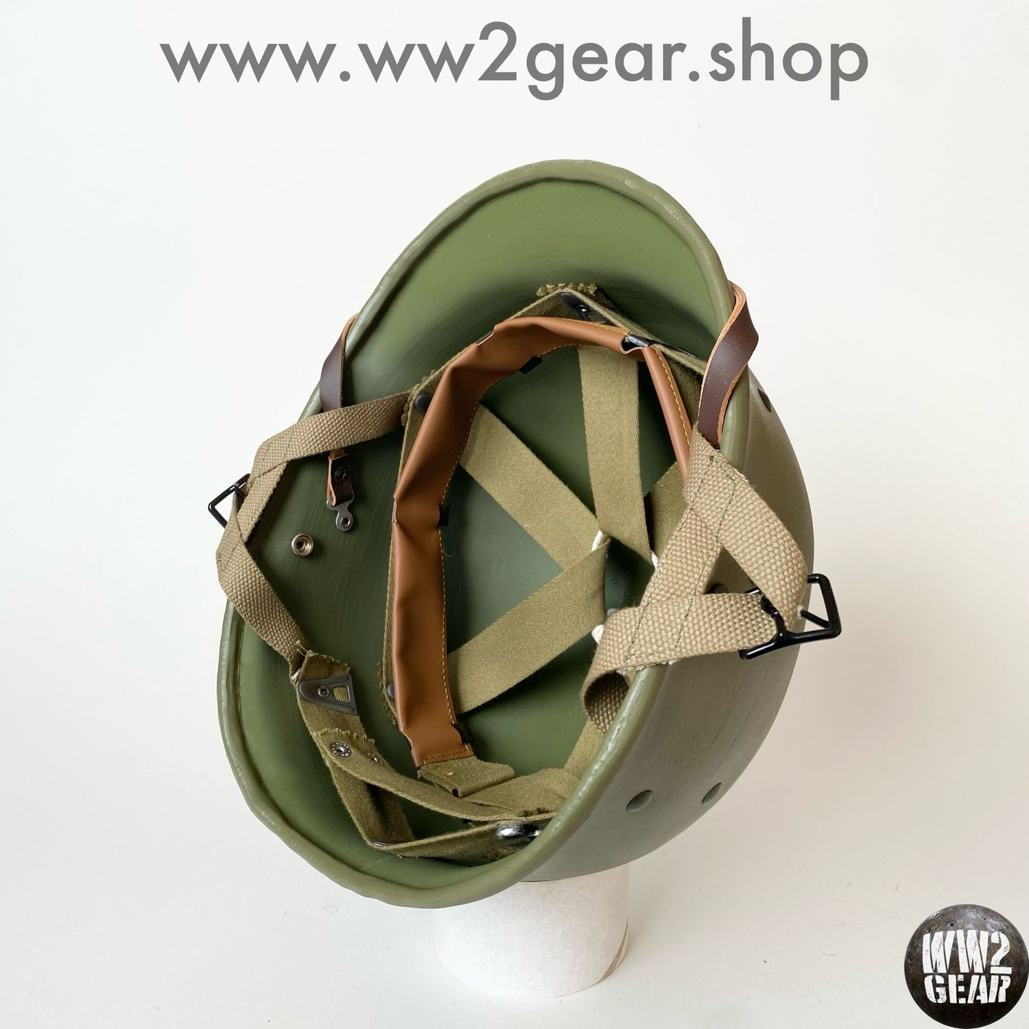 WW2 US Airborne Paratrooper Hawley Fibre Liner Reproduction with HBT Webbing &amp; Headband