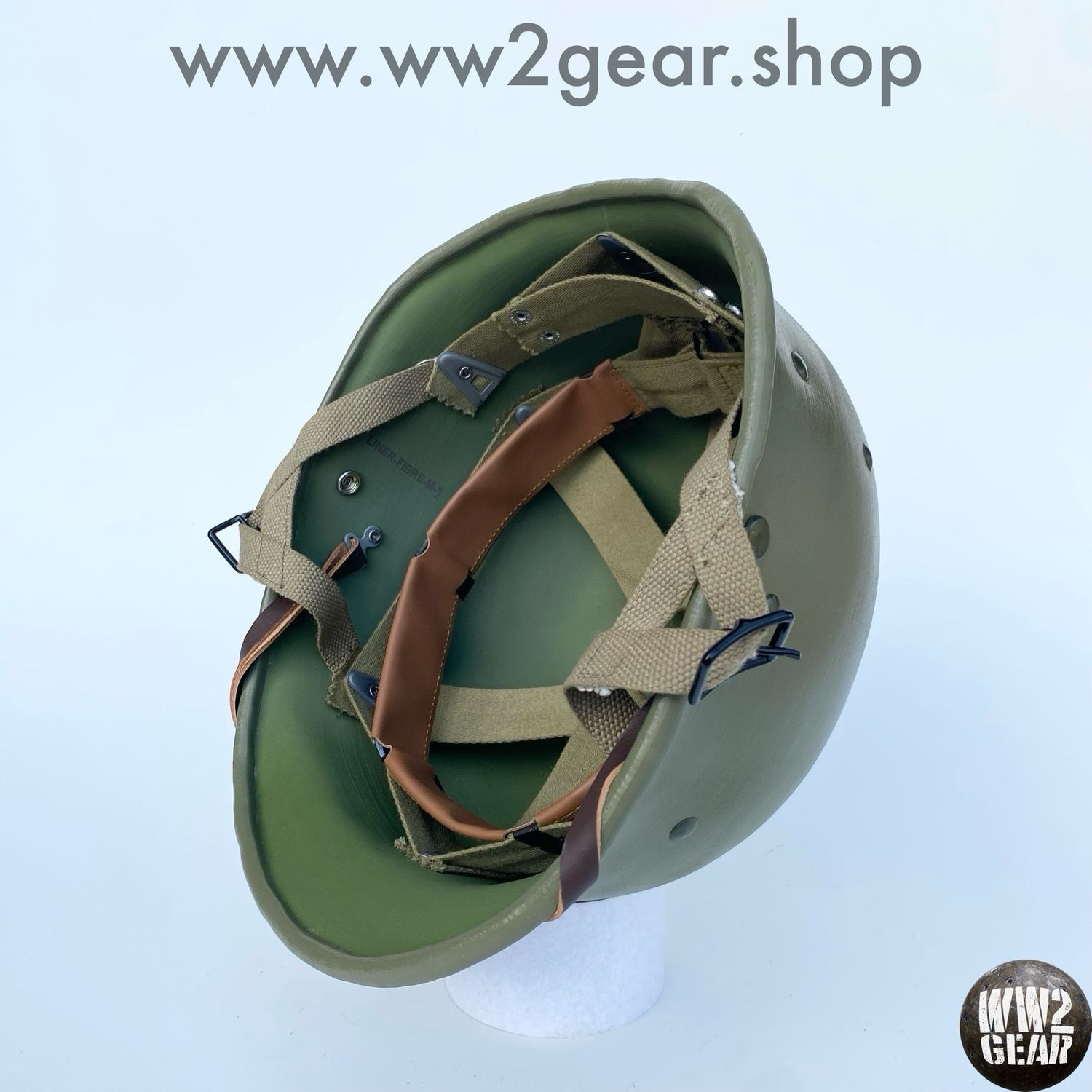 WW2 US Airborne Paratrooper Hawley Fibre Liner Reproduction with HBT Webbing &amp; Headband
