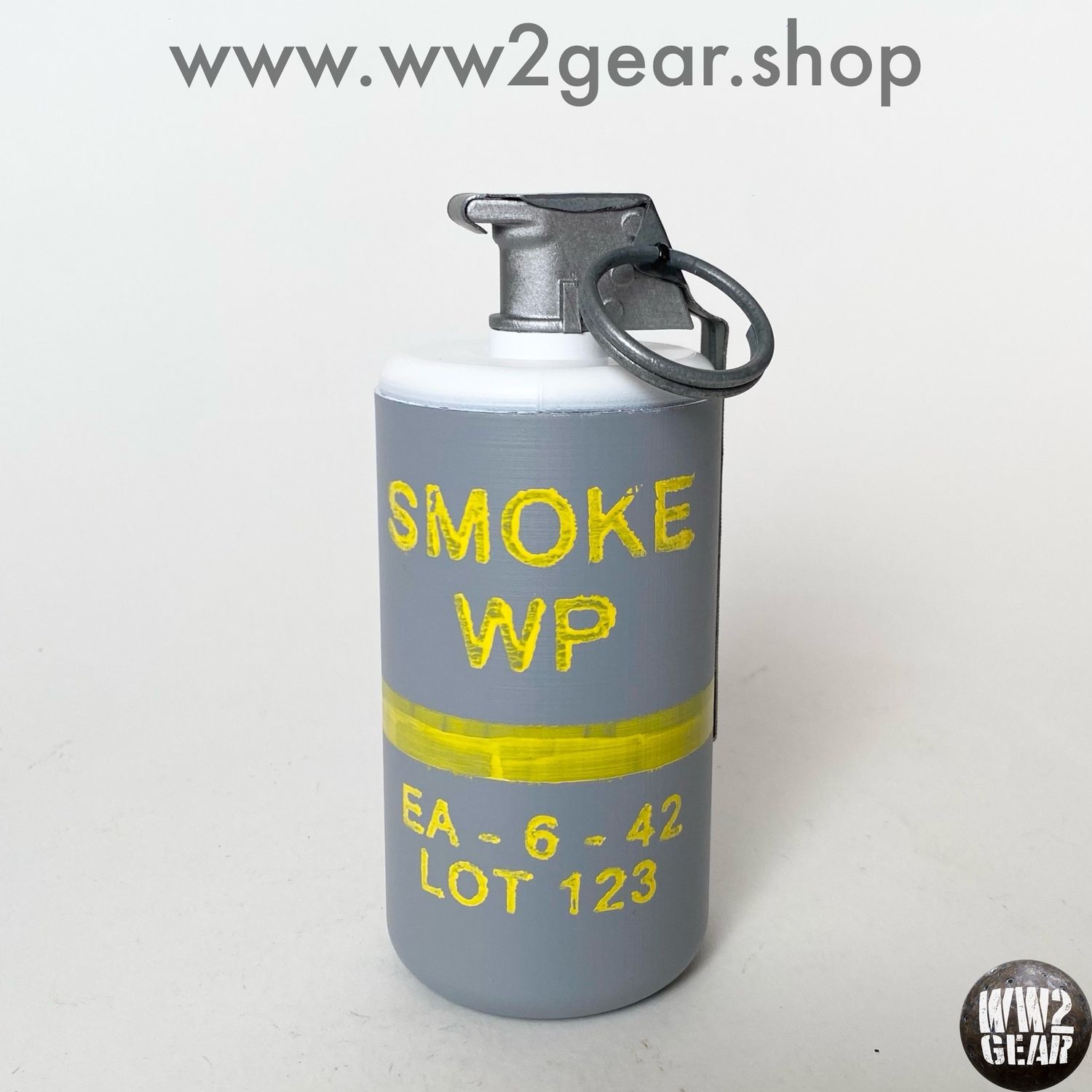 US WW2 M15 Smoke WP (White Phosphorus) Grenade Reproduction with Metal Spoon &amp; Ring