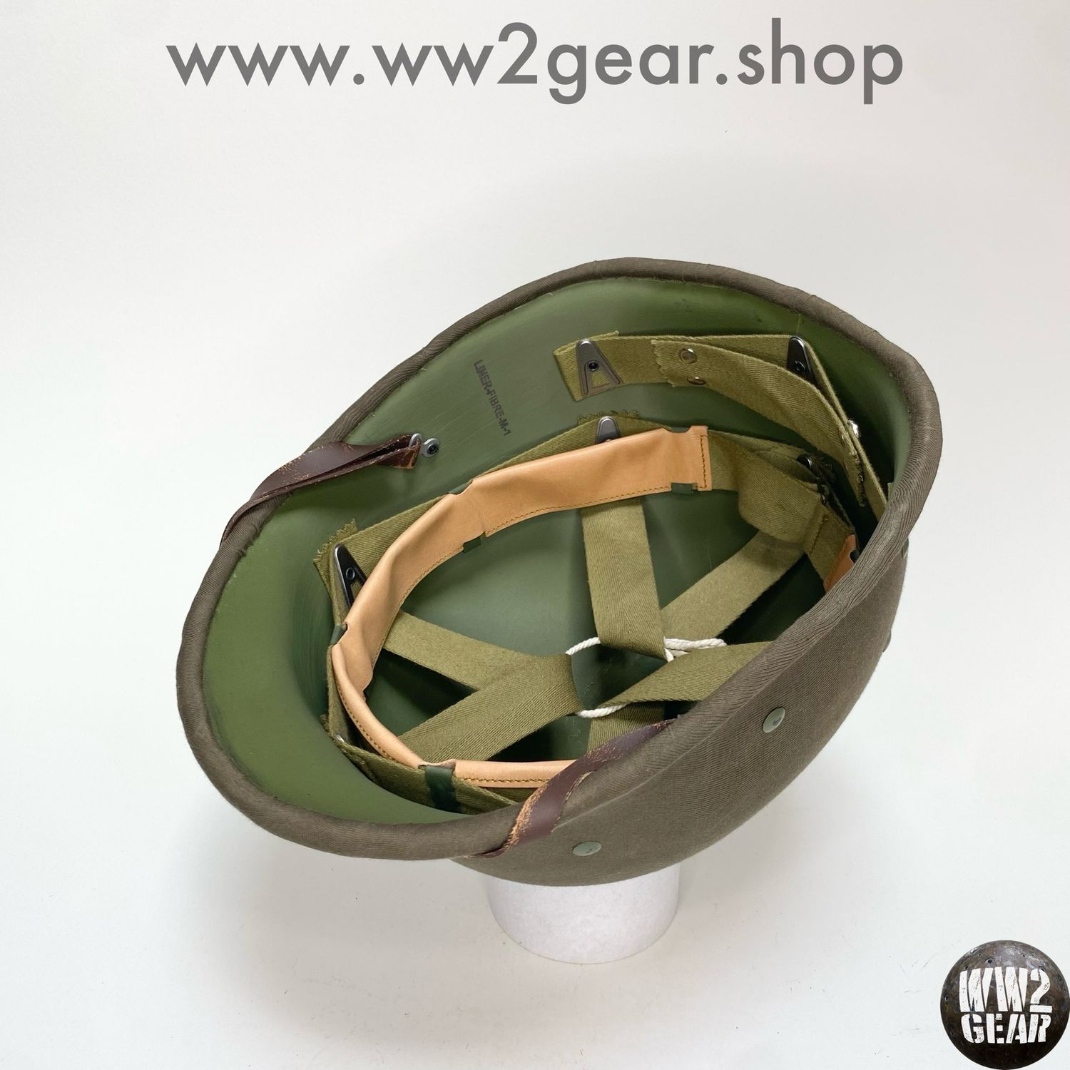 WW2 US Hawley Fibre Liner Cloth-Covered Reproduction with HBT Webbing &amp; Sweatband