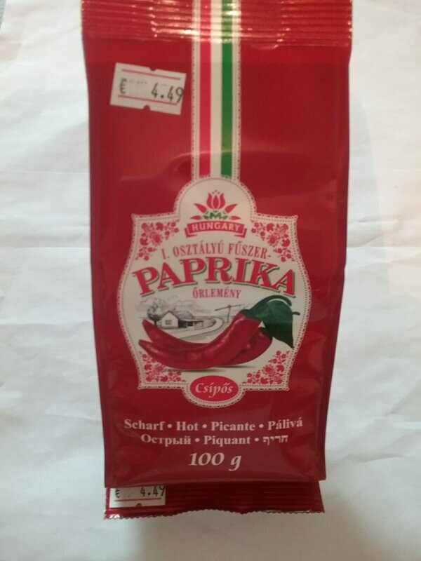 Paprikapulver gemahlen - Ungarn - scharf - in einer Papiertüte 100g - ACHTUNG MHD: 20.12.2024 Paprikapulver gemahlen - Ungarn - scharf - in einer Papiertüte 100g - ACHTUNG MHD: 20.12.2024