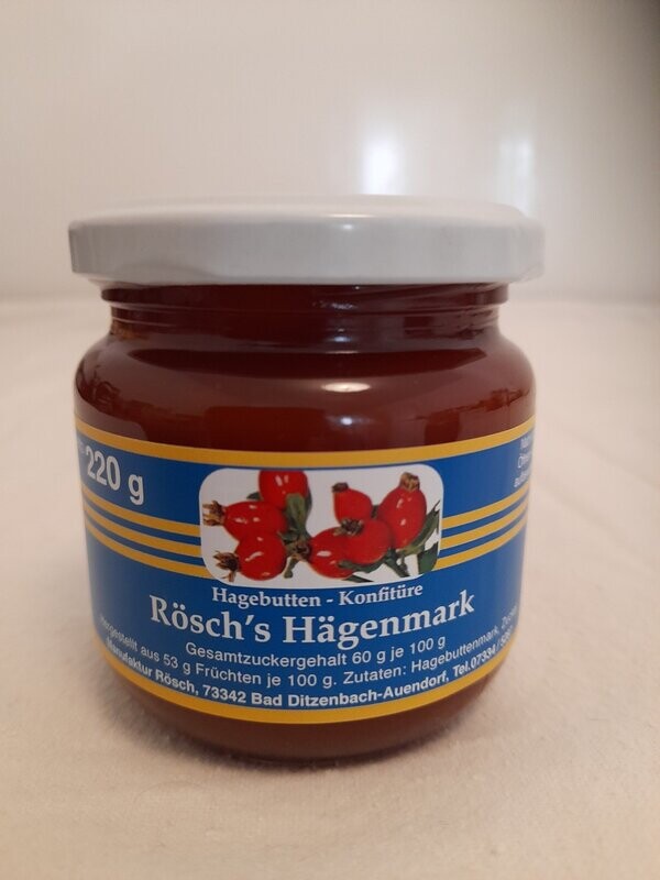 ​Hagenbuttenkonfitüre – Hägenmark 220 gr– aus dem oberen Filstal (Bad Ditzenbach)