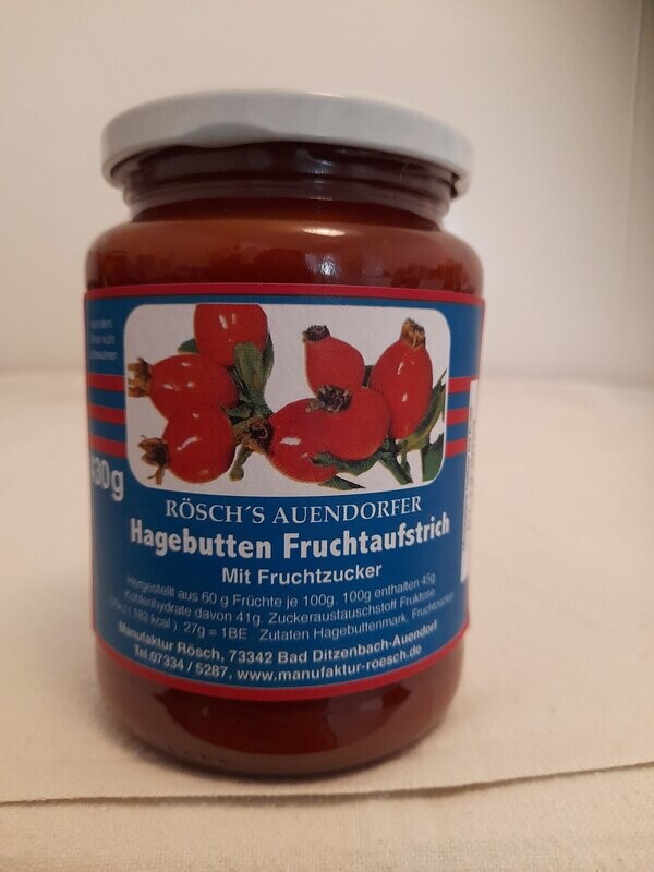 ​Hagenbutten Fruchtaufstrich – Mit Fruchtzucker 430 gr – aus dem oberen Filstal (Bad Ditzenbach