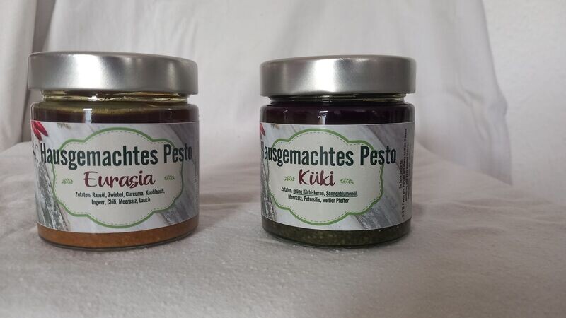 Sortiment aus 2 Gläser Pesto 180 gr. Sortiment aus 2 Gläser Pesto 180 gr.
