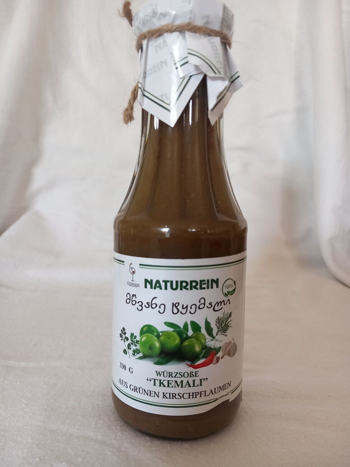 ​Sauce - Würzsoße Tkemali grün – Aus grünen Kirschpflaumen – 330 ml - Georgien - Naturrein