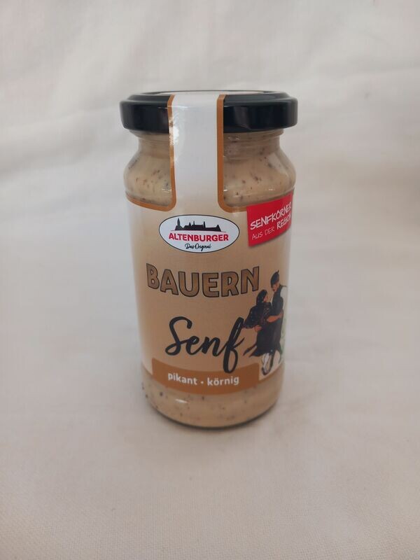 Bauernsenf - Mittelscharf - Grobkörnig - 200 ml Glas Bauernsenf - Mittelscharf - Grobkörnig - 200 ml Glas