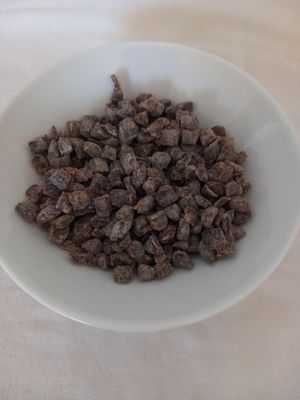 Pfirsiche gehackt, getrocknet, 5 x 5 mm, mit Reismehl getrennt, China