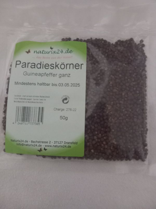 Guineapfeffer, Paradieskörner ganz - 50 gr. Guineapfeffer, Paradieskörner ganz - 50 gr.