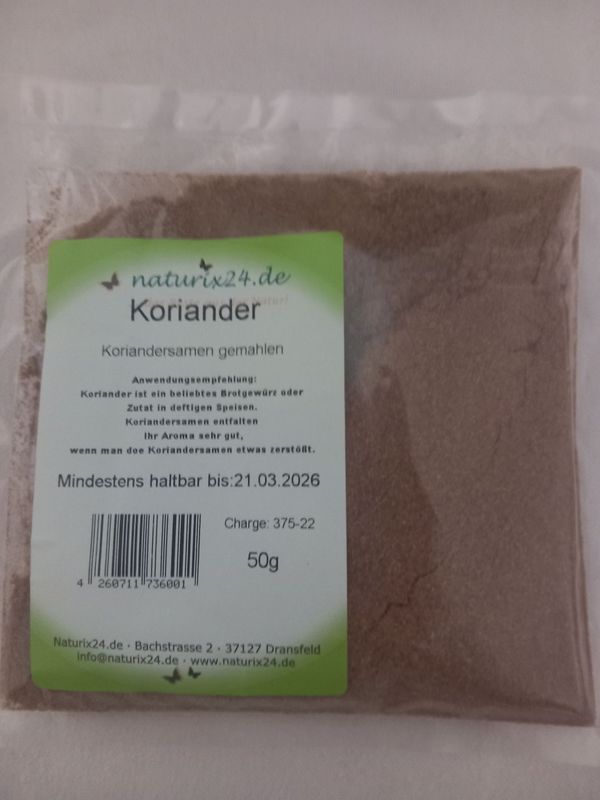 Koriandersaat, Koriandersamen geschnitten - 50 gr. Koriandersaat, Koriandersamen geschnitten - 50 gr.