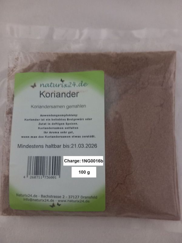 Koriandersaat, Koriandersamen geschnitten - 100 gr. Koriandersaat, Koriandersamen geschnitten - 100 gr.
