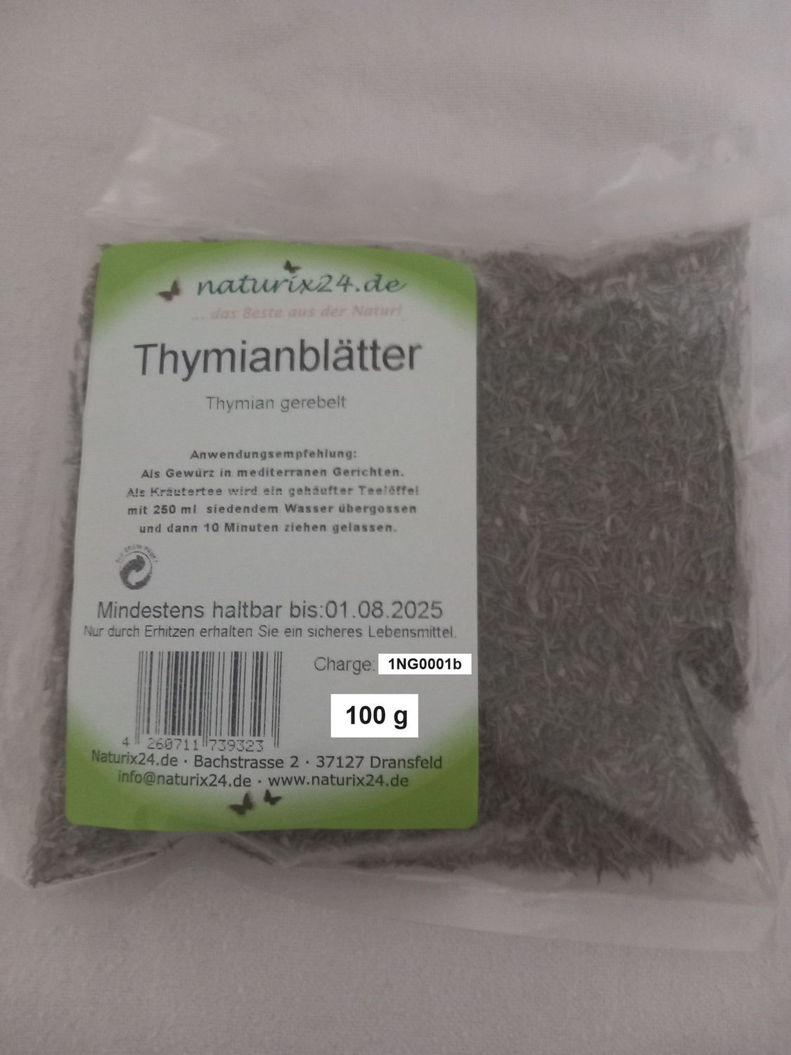 Thymian gerebelt und geschnitten 100 gr