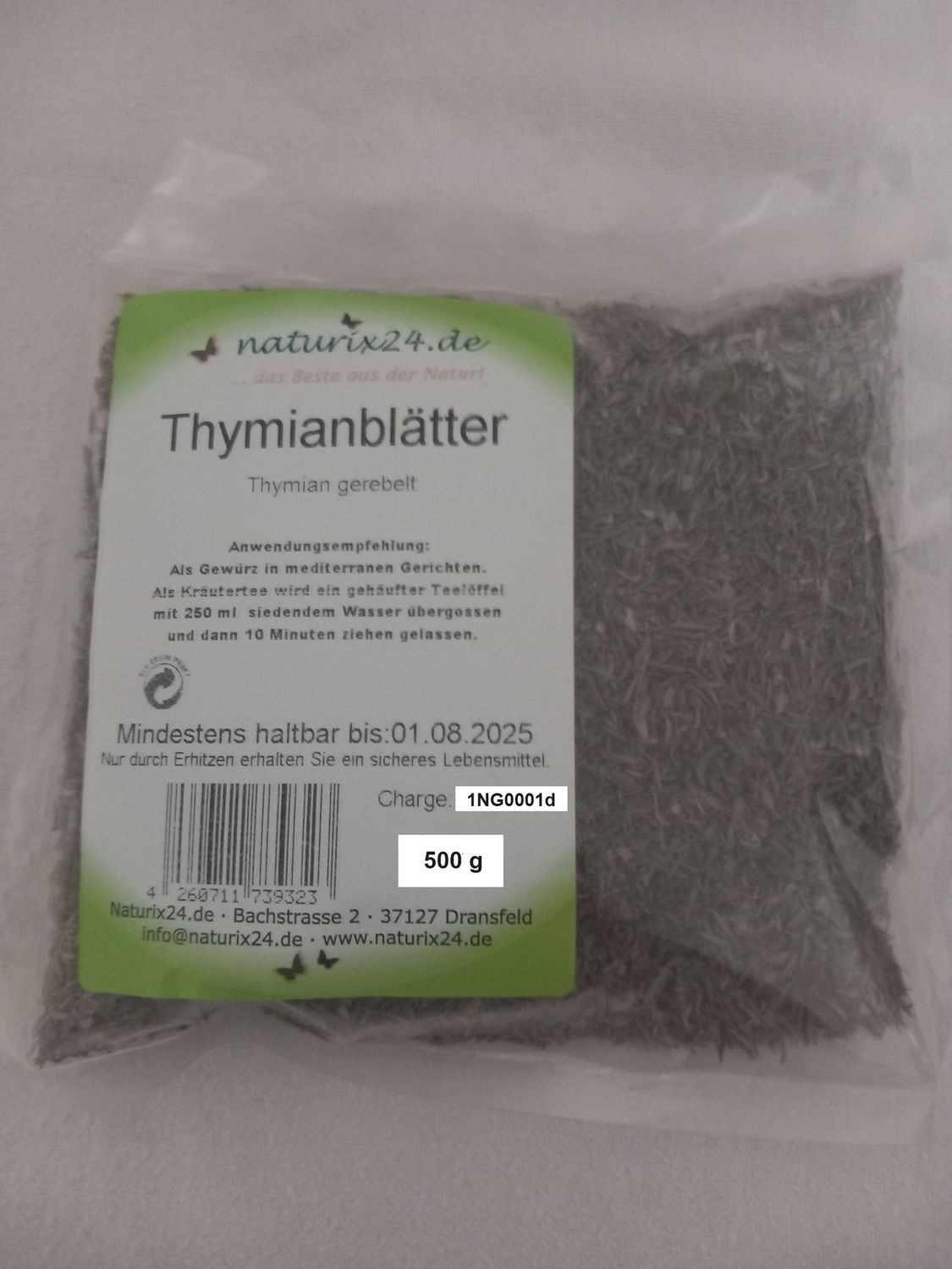 Thymian gerebelt und geschnitten 500 gr