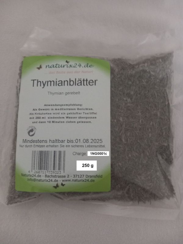 Thymian gerebelt und geschnitten 250 gr Thymian gerebelt und geschnitten 250 gr