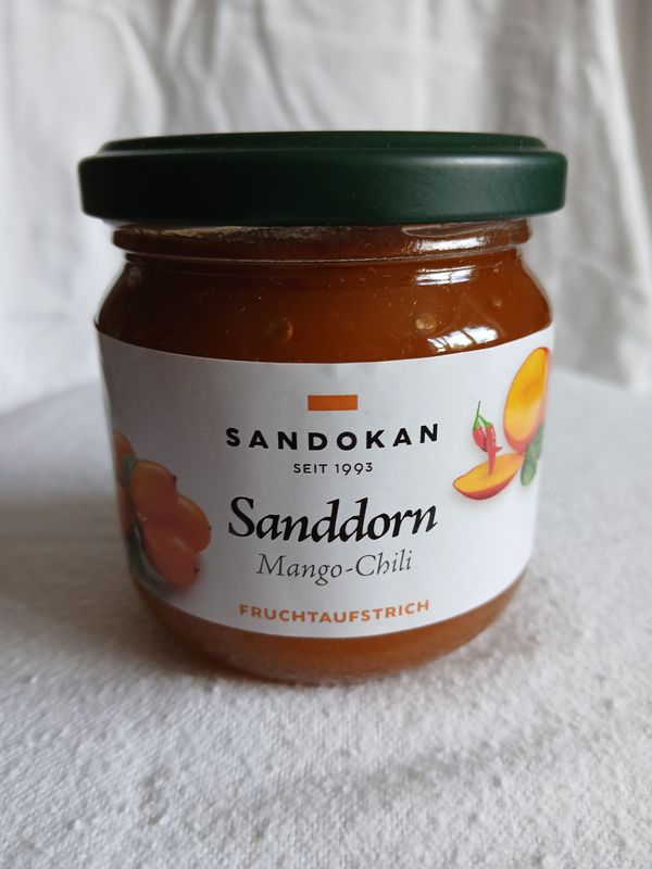 Fruchtaufstrich Sanddorn Mango-Chili 225 g Fruchtaufstrich Sanddorn Mango-Chili 225 g