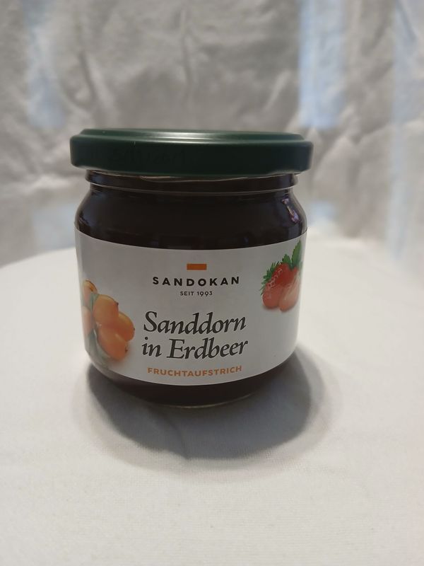 Fruchtaufstrich Sanddorn in Erdbeere 225 g Fruchtaufstrich Sanddorn in Erdbeere 225 g