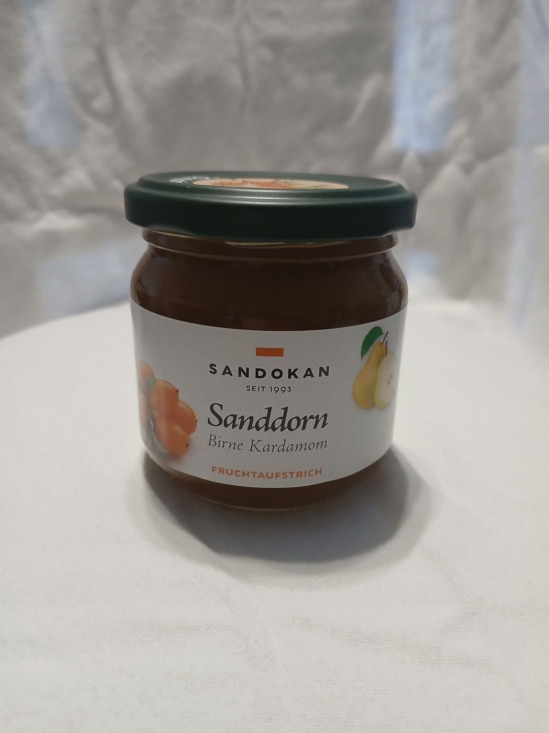 Fruchtaufstrich Sanddorn-Birne-Kardamom 225 g Fruchtaufstrich Sanddorn-Birne-Kardamom 225 g