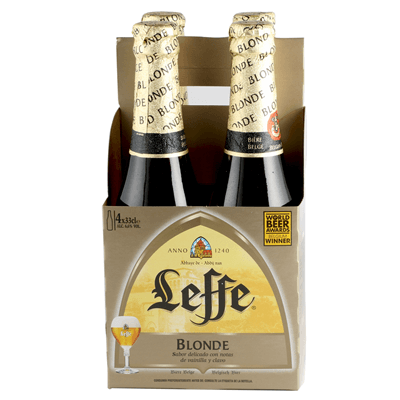 LEFFE Blonde cerveza Belga 4 botellas x 33 cl