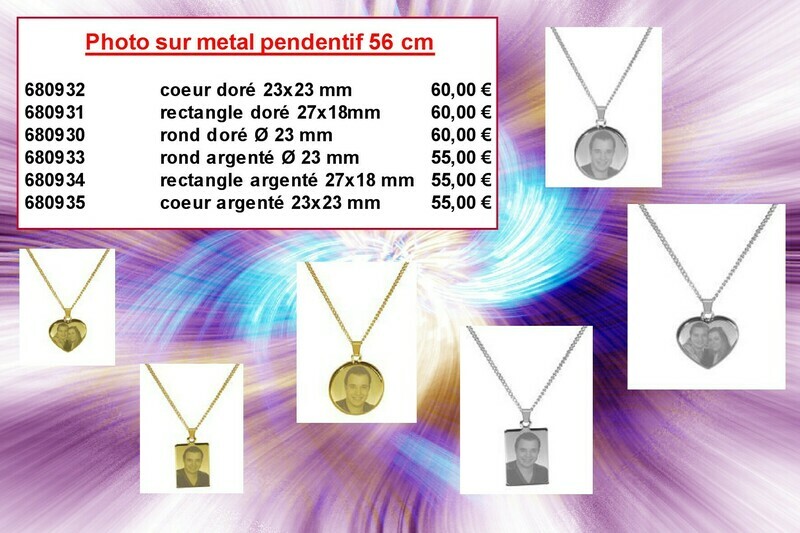 Photo sur pendentif métal à partir de 55,00 € hors frais d&#39;emballages et livraison 12,50 € par commande