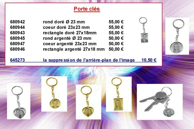 Porte clés à partir de 50,00 € hors frais d&#39;emballages et livraison 12,50 € par commande