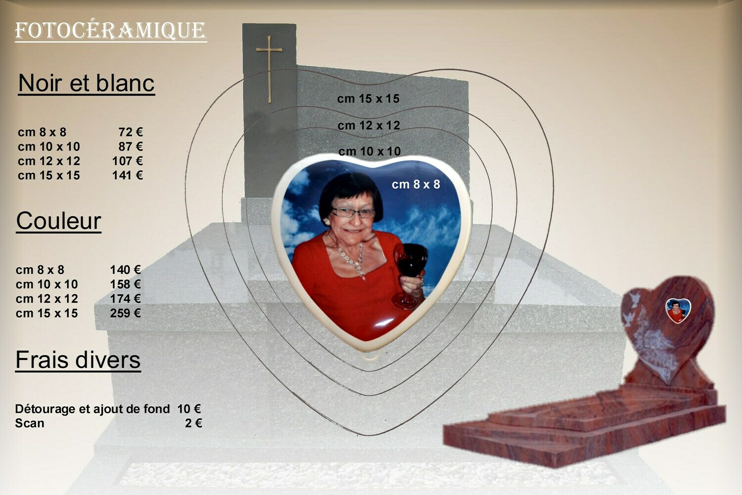 Photo céramique cœur à partir de 72,00 €
hors frais d&#39;emballages et livraison 12,50 € par commande