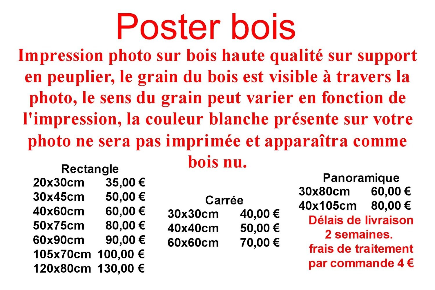 Poster bois à partir de39,00 €