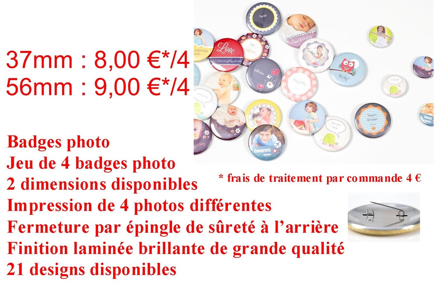 badges photos à partir de 12,00 €