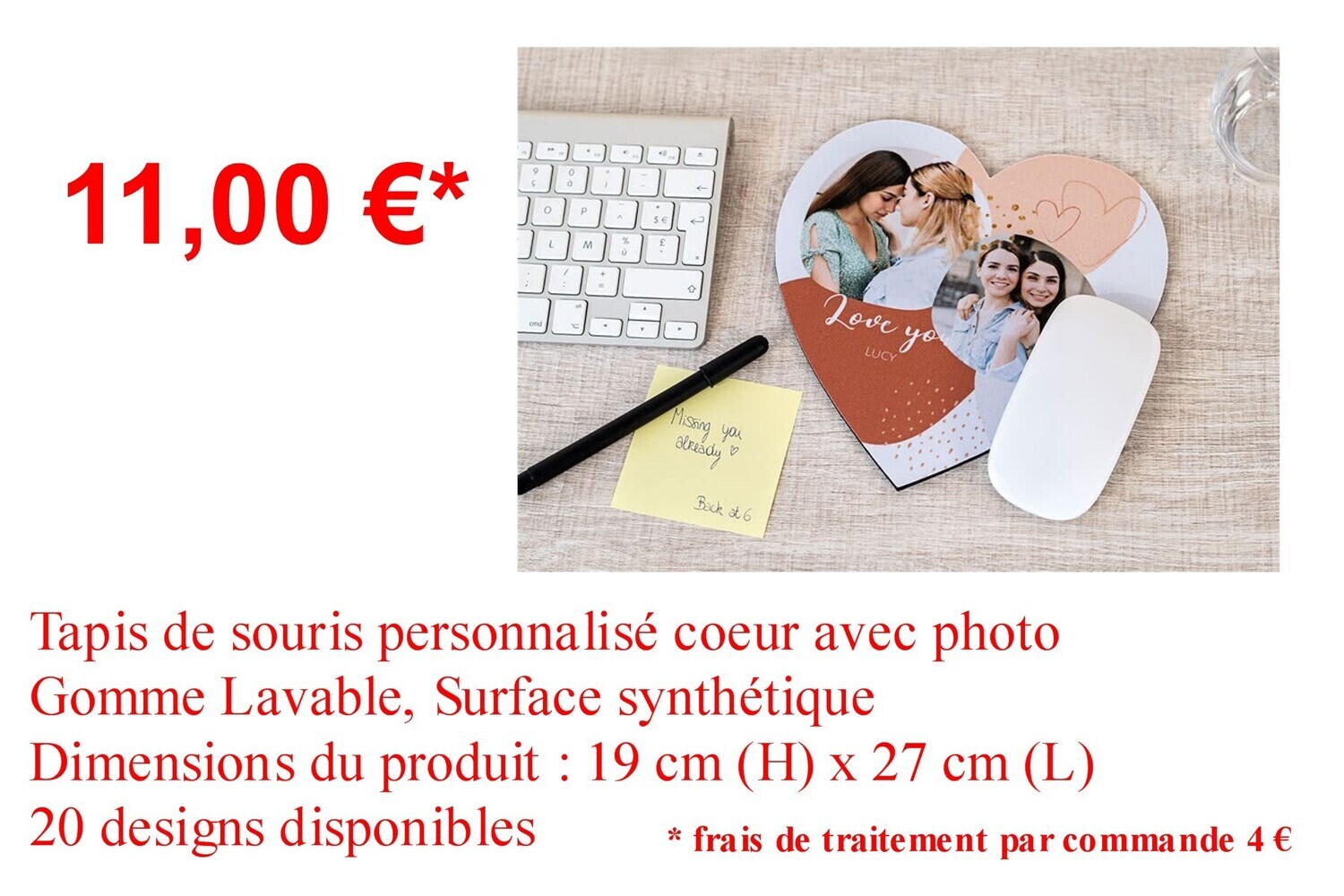 Tapis de souris coeur
