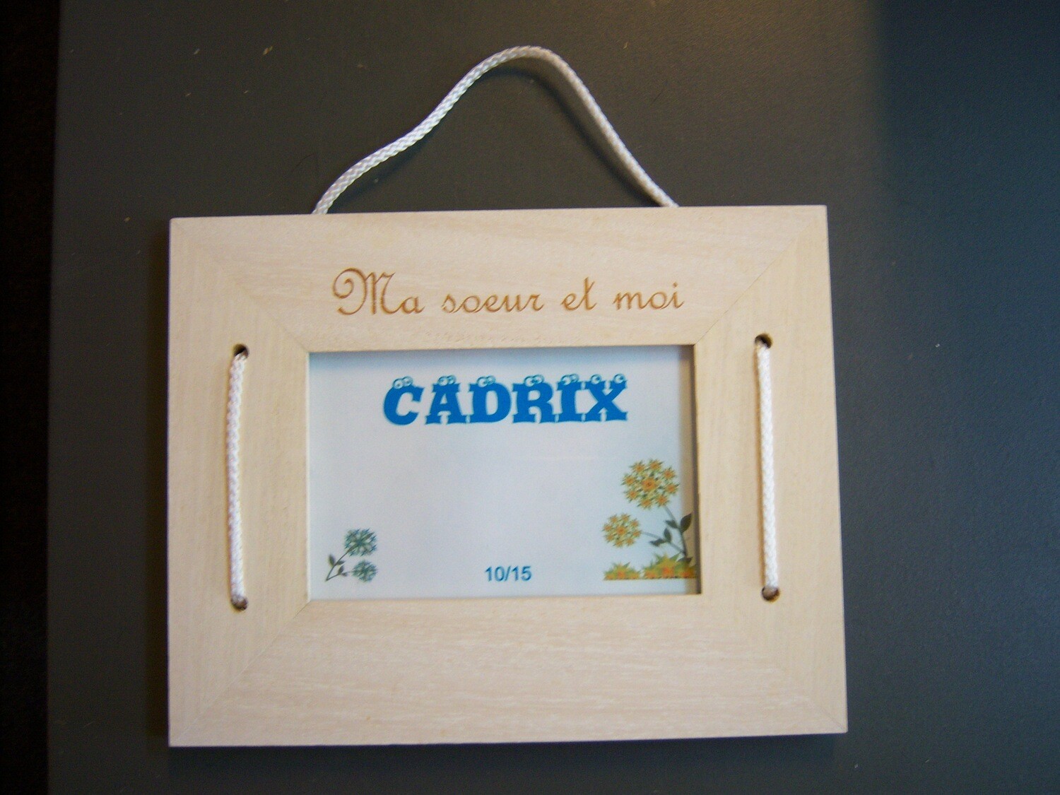 Cadre bois ma sœur et moi à suspendre