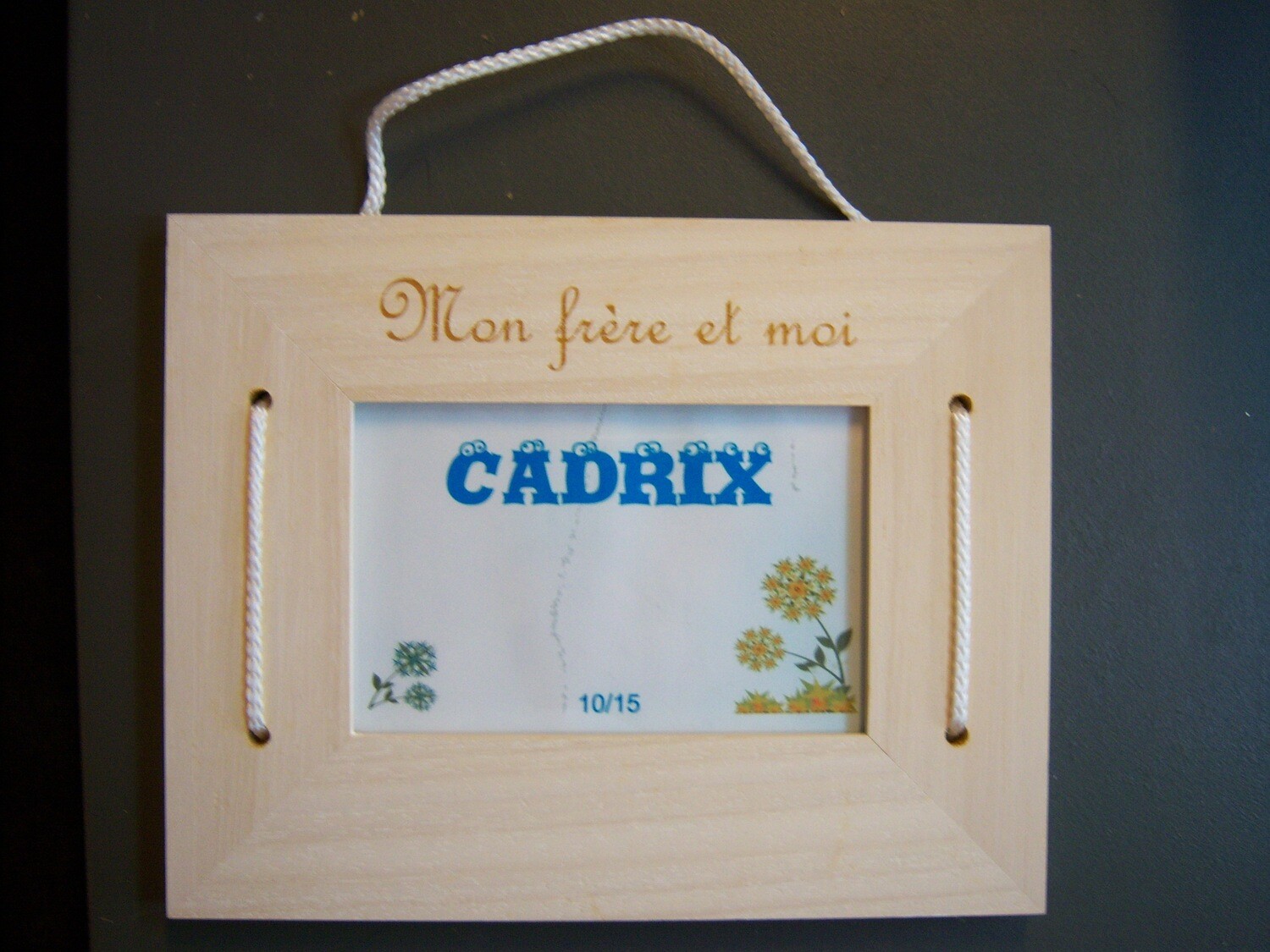 Cadre bois mon frère et moi à suspendre