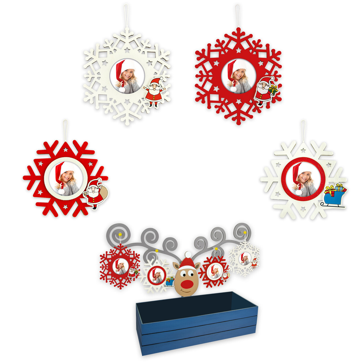 décoration de Noël en bois avec photo, avec décors en relief, couleurs et formes assorties, personnalisable avec une photo, à accrocher