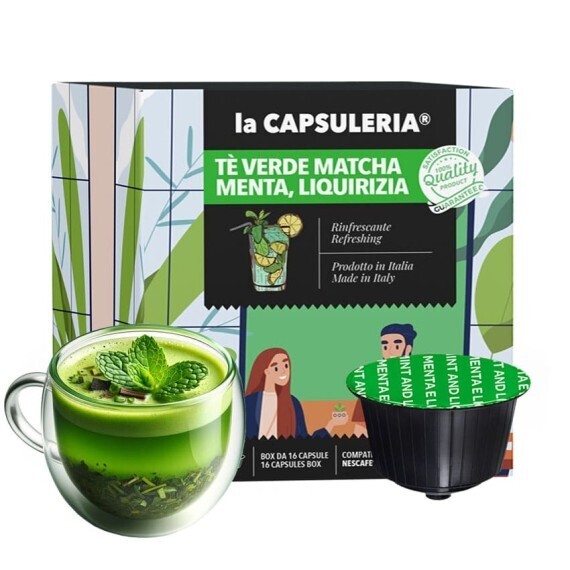Thé Vert Matcha, Menthe, Réglisse &quot;Rafraîchissant&quot; - Capsules Compatibles Avec Nescafè Dolce Gusto®*