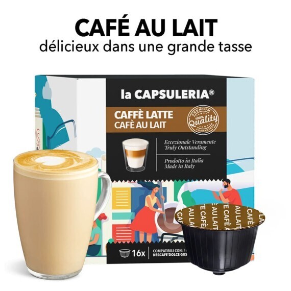 Café Au Lait / Caffè Latte - 16 Capsules Compatibles Avec Nescafè Dolce Gusto