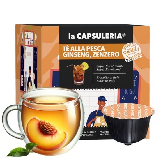 Thé Pêche, Ginseng Et Gingembre &quot;Énergisant&quot; - 16 Capsules Compatibles Avec Nescafè Dolce Gusto®*