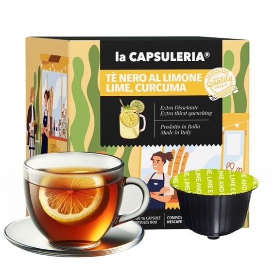 Thé Noir Au Citron, Citron Vert Et Curcuma &quot;Soif&quot; - 16 Capsules Compatibles Avec Nescafè Dolce Gusto®*
