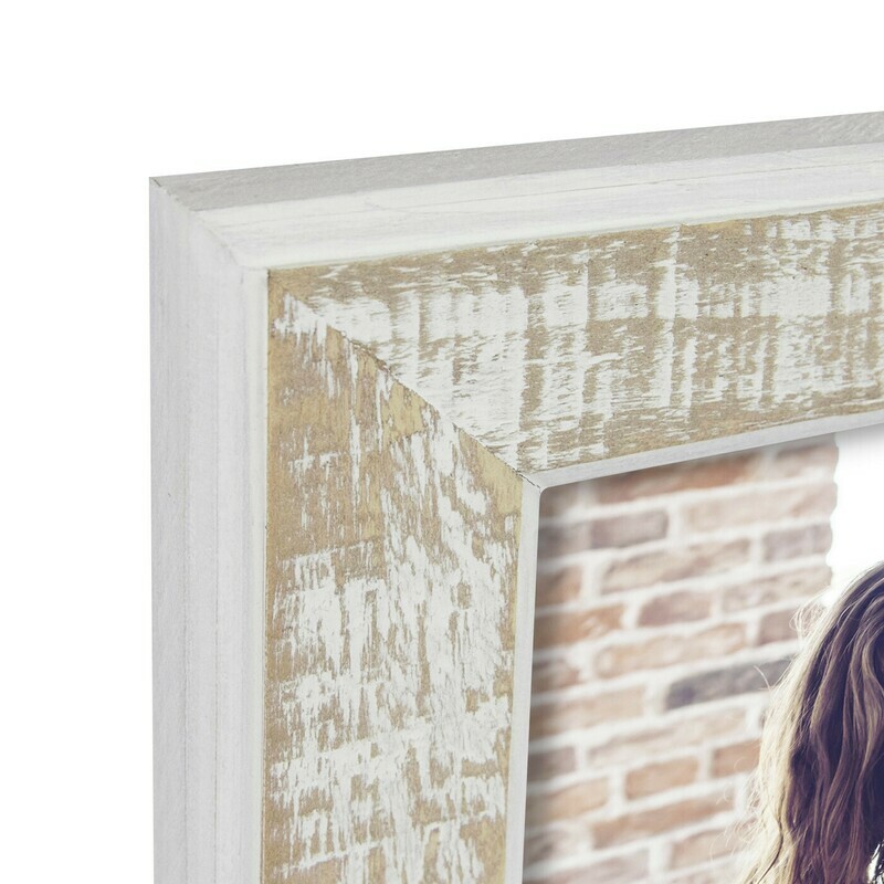 Cadre en bois Levico, couleur naturelle et blanc vintage, table ou mur, disponible en différentes tailles, adapté à la maison et au bureau.